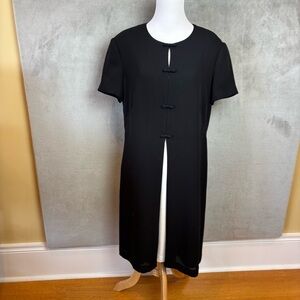 Liz Claiborne Black Midi Dress Women’s Size 12 Short Sleeve Bow Front